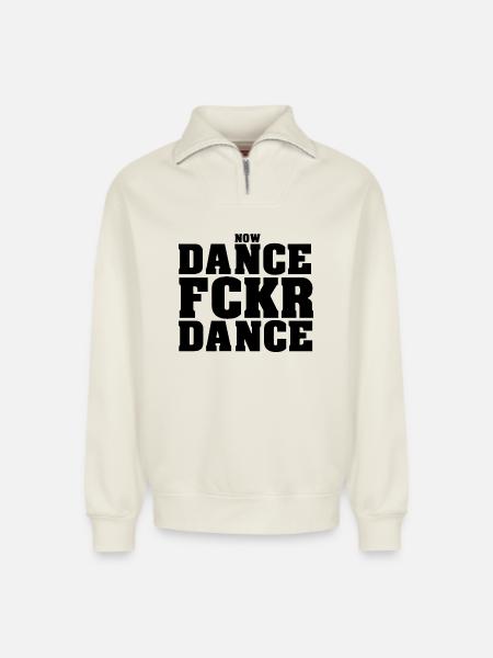 Danse Fckr Danse - Sweat unisexe décontracté en coton biologique à demi-zip – de SPREAD - blanc cassé
