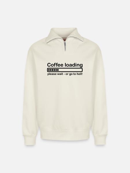 Coffee loading - Relaxed Unisex Organic Half Zip Sweatshirt – by SPREAD - off white
