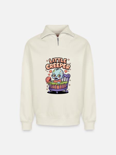 Little Creeper - Relaxed Unisex Organic Half Zip Sweatshirt – by SPREAD - off white