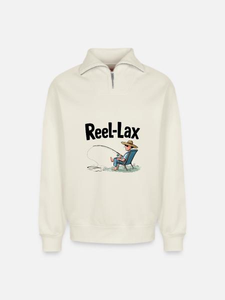 Reel laxiste - Sweat unisexe décontracté en coton biologique à demi-zip – de SPREAD - blanc cassé