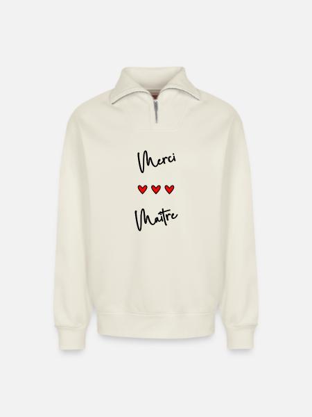 MASTER. MASTER - Relaxed Unisex Organic Half Zip Sweatshirt – by SPREAD - off white
