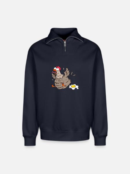 Funny chicken - Relaxed Unisex Organic Half Zip Sweatshirt – by SPREAD - navy
