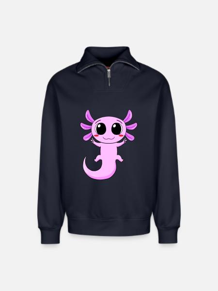 Axolotl Peace Zeichen - Relaxed Unisex Organic Half Zip Sweatshirt – von SPREAD - Navy