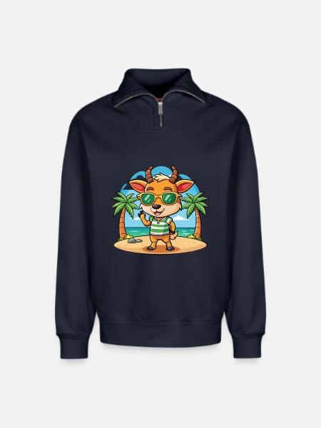 Antelope Funny Cartoon Summer Beach Sunglasses - Relaxed Unisex Organic Half Zip Sweatshirt – by SPREAD - navy