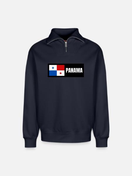 Panama Flagge - Relaxed Unisex Organic Half Zip Sweatshirt – von SPREAD - Navy
