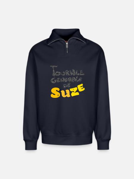 Suzee funny - Sweat unisexe décontracté en coton biologique à demi-zip – de SPREAD - bleu marine
