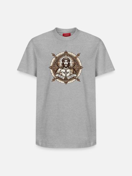 Jesus Christ Antiq Logo - Relaxed Unisex Supima Cotton T-Shirt – by SPREAD - heather grey