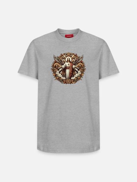 Jesus Christ Logo - Relaxed Unisex Supima Cotton T-Shirt – von SPREAD - Grau meliert