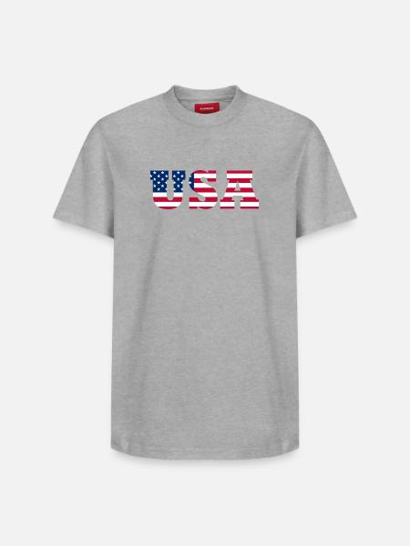 Stars & Stripes Lettermark USA - Relaxed Unisex Supima Cotton T-Shirt – by SPREAD - heather grey