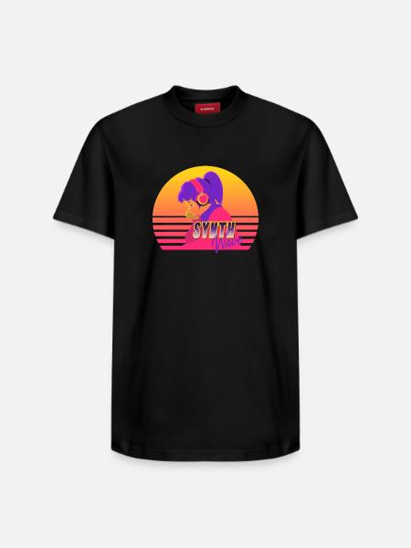 Synthwave Girl - Relaxed Unisex Supima Cotton T-Shirt – by SPREAD - black