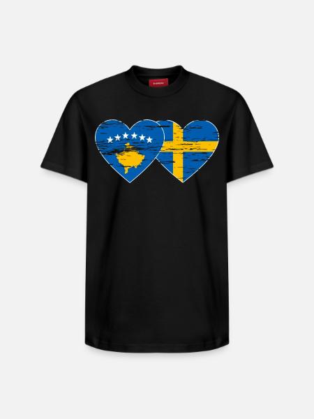 Kosovo Suède Drapeau utilisé - T-shirt unisexe décontracté en coton Supima – de SPREAD - noir