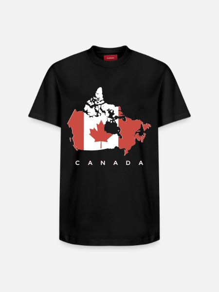 Silhouette du Canada avec feuille d’érable - T-shirt unisexe décontracté en coton Supima – de SPREAD - noir