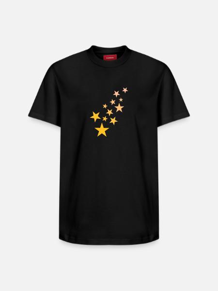 Star asterisk pattern starry sky - Relaxed Unisex Supima Cotton T-Shirt – by SPREAD - black