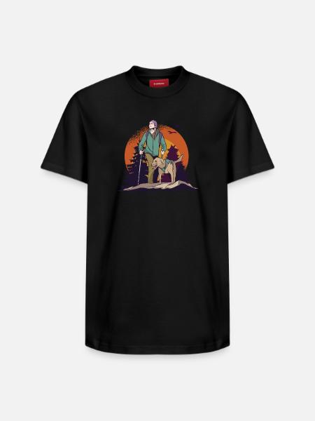 Walking with the dog - Relaxed Unisex Supima Cotton T-Shirt – by SPREAD - black