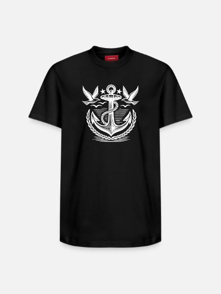 Anker Möwen Logo - Relaxed Unisex Supima Cotton T-Shirt – von SPREAD - Schwarz