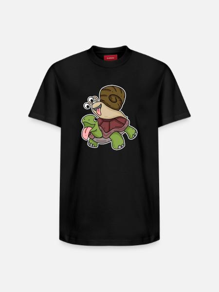 Tortue et escargot - T-shirt unisexe décontracté en coton Supima – de SPREAD - noir