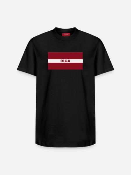 Riga en drapeau letton - T-shirt unisexe décontracté en coton Supima – de SPREAD - noir