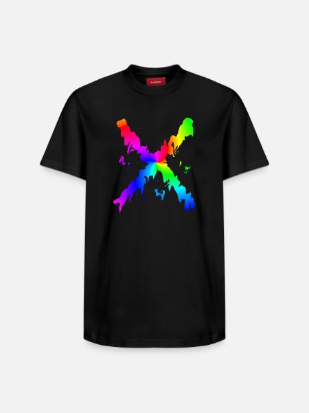 X Desing regenbogen - Relaxed Unisex Supima Cotton T-Shirt – von SPREAD - Schwarz