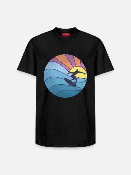Sun sea surfing - Relaxed Unisex Supima Cotton T-Shirt – by SPREAD - black