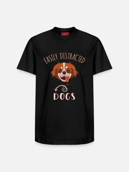 Easily Distracted By Dogs - Relaxed Unisex Supima Cotton T-Shirt – by SPREAD - black