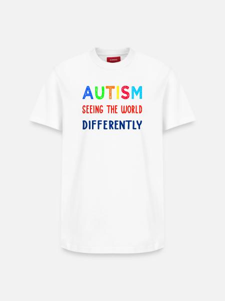 Autism Seeing Differently - Relaxed Unisex Supima Cotton T-Shirt – by SPREAD - white