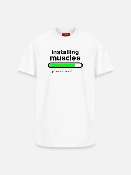 Installing muscles - T-shirt unisexe décontracté en coton Supima – de SPREAD - blanc