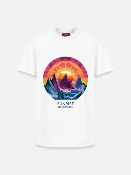 Sunrise Over Peaks - Relaxed Unisex Supima Cotton T-Shirt – by SPREAD - white