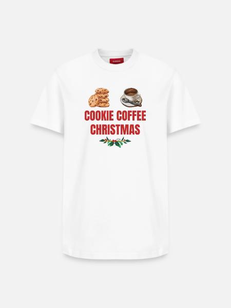 Cookie Coffee Christmas Eve - Relaxed Unisex Supima Cotton T-Shirt – by SPREAD - white