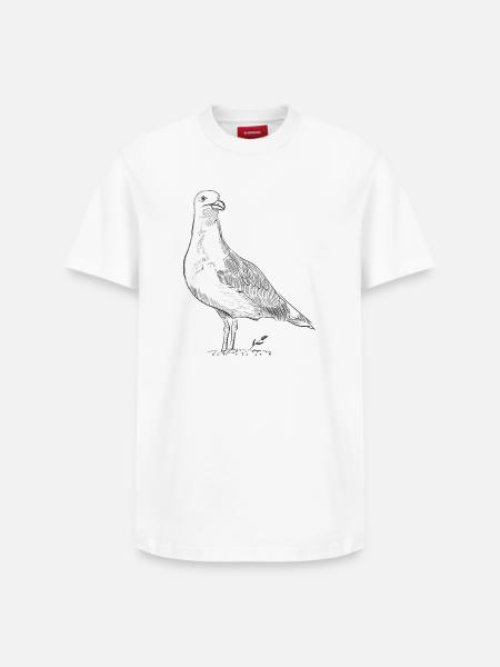 Vintage Dove – Hand Drawn Bird Sketch - Relaxed Unisex Supima Cotton T-Shirt – by SPREAD - white