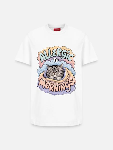 Allergic To Mornings - Relaxed Unisex Supima Cotton T-Shirt – by SPREAD - white