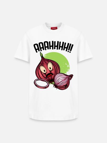 Onion chaos neon illustration - Relaxed Unisex Supima Cotton T-Shirt – by SPREAD - white