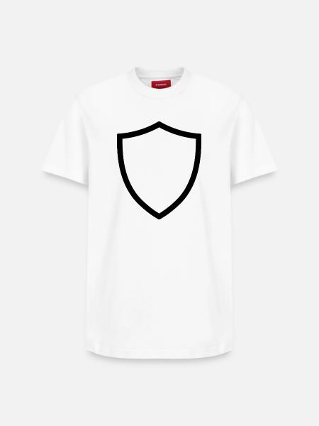 shield icon logo shape security - Relaxed Unisex Supima Cotton T-Shirt – by SPREAD - white