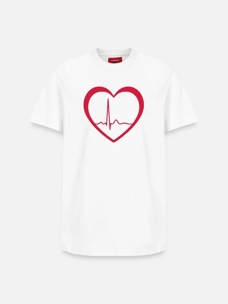 Heartbeat ECG Line Medical Pulse Wave Icon Vector - Relaxed Unisex Supima Cotton T-Shirt – by SPREAD - white