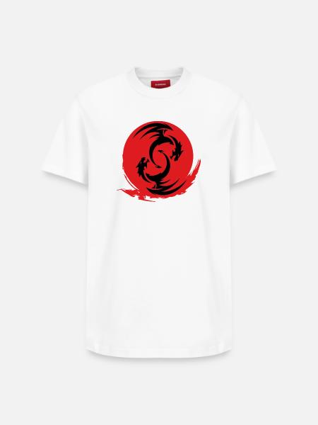 Red Dragon Circle - Relaxed Unisex Supima Cotton T-Shirt – by SPREAD - white