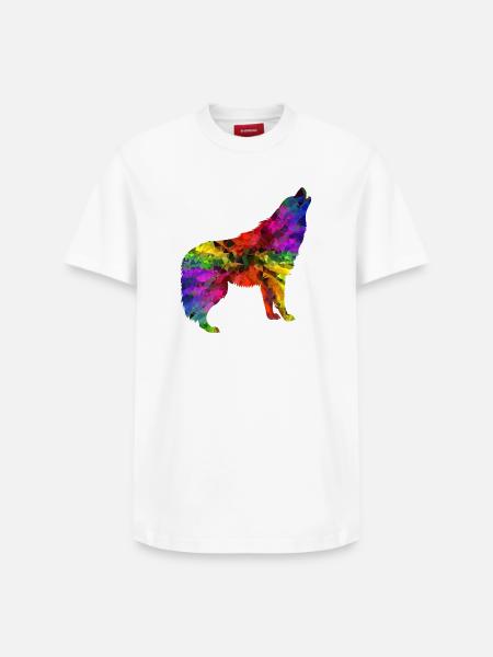 Wolf rainbow - Relaxed Unisex Supima Cotton T-Shirt – by SPREAD - white