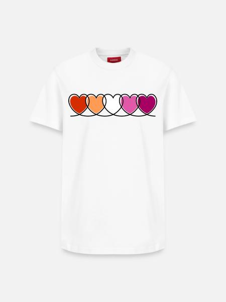 Lesbe lesbisch Herzen - Relaxed Unisex Supima Cotton T-Shirt – von SPREAD - Weiß