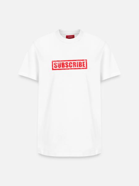subscribe grunge stamp - Relaxed Unisex Supima Cotton T-Shirt – by SPREAD - white