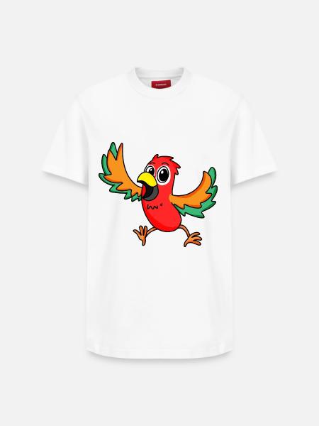 perroquet - T-shirt unisexe décontracté en coton Supima – de SPREAD - blanc