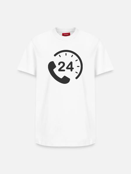 24/7 h Service - Relaxed Unisex Supima Cotton T-Shirt – by SPREAD - white