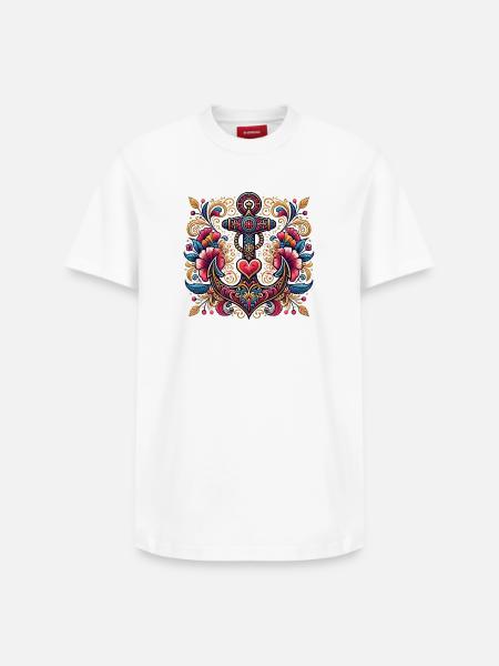 Anchor with heart - Relaxed Unisex Supima Cotton T-Shirt – by SPREAD - white