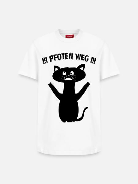 Pfoten Weg! – Schwarze Katze Statement - Relaxed Unisex Supima Cotton T-Shirt – von SPREAD - Weiß