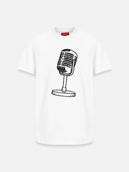 Mikrofon - Retro - gezeichnet - Relaxed Unisex Supima Cotton T-Shirt – von SPREAD - Weiß