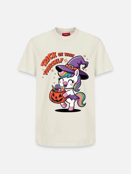 Trick Or Treat Yourself - Relaxed Unisex Supima Cotton T-Shirt – by SPREAD - off white