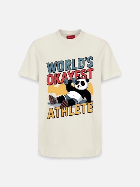 World's Okayest Athlete - Relaxed Unisex Supima Cotton T-Shirt – by SPREAD - off white