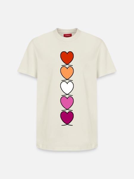 Lesbian Lesbian Lesbian Hearts - Relaxed Unisex Supima Cotton T-Shirt – by SPREAD - off white
