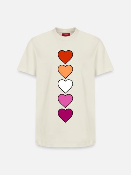 Lesbian Lesbian Hearts - Relaxed Unisex Supima Cotton T-Shirt – by SPREAD - off white