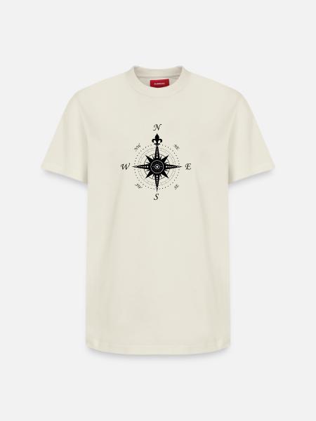 Wind Rose - compass - retro - Relaxed Unisex Supima Cotton T-Shirt – by SPREAD - off white