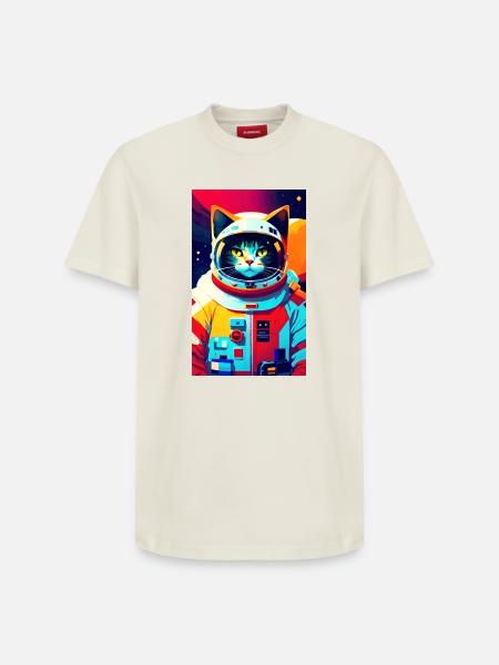 Chat astronaute - T-shirt unisexe décontracté en coton Supima – de SPREAD - blanc cassé