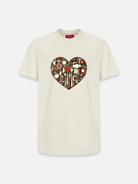 Küchenliebe Herz - Relaxed Unisex Supima Cotton T-Shirt – von SPREAD - Naturweiß