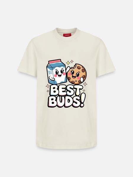 Best Buds! - Relaxed Unisex Supima Cotton T-Shirt – by SPREAD - off white